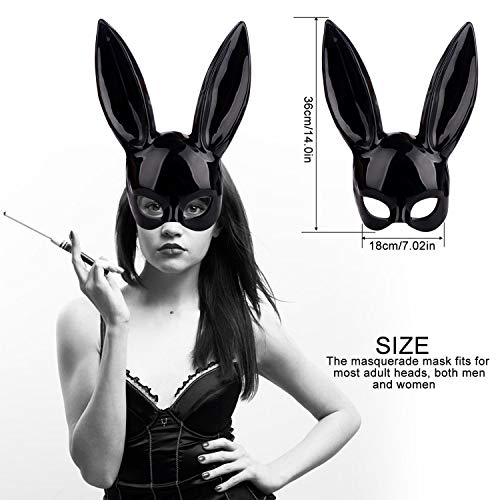 RTWAY Máscara de conejo, máscara de mascarada negra, máscara de conejo con orejas, máscara de conejo para Halloween, disfraz de fiesta de cosplay, Pascua, carnaval
