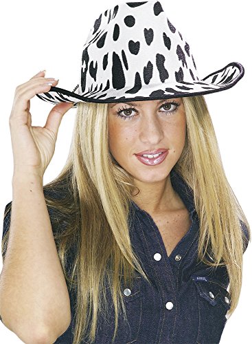 Rubies-S5285 Sombrero Cowboy Vaca adulto, color blanco y negro, Talla única (Rubie's S5285)