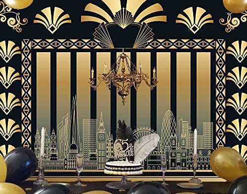 RUINI Polyetser - Telón de fondo temático de los años 20, diseño de The Great Gatsby, fiesta temática para adultos, cumpleaños, boda, aniversario, fiesta, decoración retro, fondo de fotos