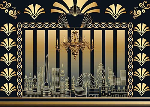 RUINI Polyetser - Telón de fondo temático de los años 20, diseño de The Great Gatsby, fiesta temática para adultos, cumpleaños, boda, aniversario, fiesta, decoración retro, fondo de fotos