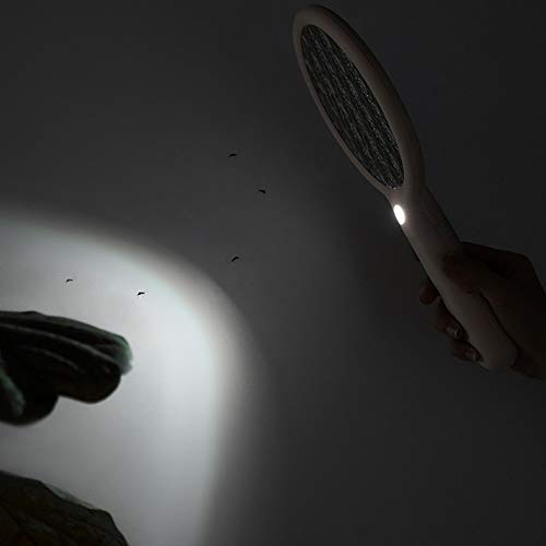 RUIXFFT Mini Electric Mosquito Swatter, Herramienta Mosquito doméstico portátil USB Recargable Hit de Alto Rendimiento for In-Car/Camping/Oficina/Dormitorio (Color : White)