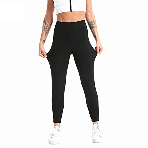 RWHXN Pantalones de Chándal para Mujer Bajar de Peso Traje de Sauna Pantalón de Entrenamiento Físico Moldeador de Cuerpo Mallas de Yoga Cintura Alta Traje Adelgazante-L-XL-Negro