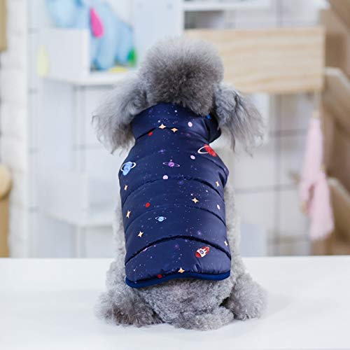 RZZSJ Mascota Otoño Invierno Abrigo de chaleco cálido para perros pequeños medianos Chaqueta de plumón de cachorro Sudaderas con capucha Paisaje cósmico (Color : Blue, Size : X-Large)