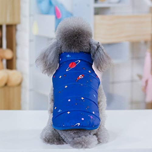 RZZSJ Mascota Otoño Invierno Abrigo de chaleco cálido para perros pequeños medianos Chaqueta de plumón de cachorro Sudaderas con capucha Paisaje cósmico (Color : Blue, Size : X-Large)