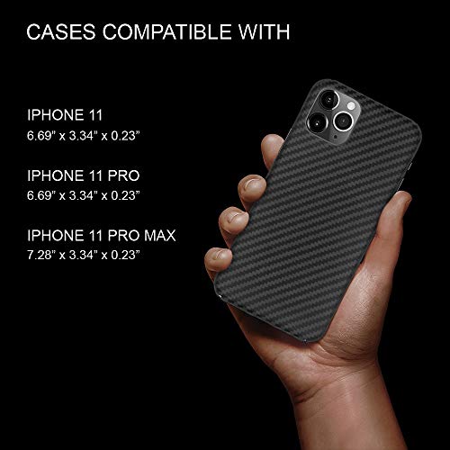 Safedome Fundas para iPhone 11, iPhone 11 Pro Max y iPhone 11 Pro con auténtica fibra de carbono, resistente, ligera y duradera, tejido negro y gris (iPhone 11)
