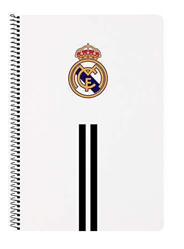 Safta- Real Madrid Cuaderno 80 Hojas, Color Blanco/Negro, 215x10x310 mm (512054066)