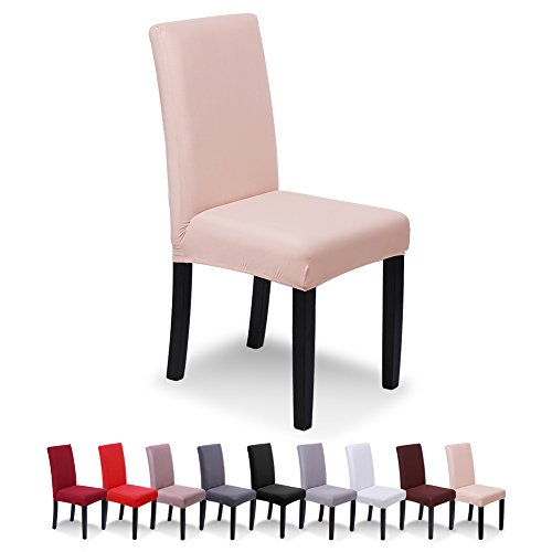 SaintderG® Fundas para sillas Pack de 6 Fundas sillas Comedor, Duradera Modern Bouquet de la Boda, Hotel, Decor Restaurante (Beige, Pack de 6)