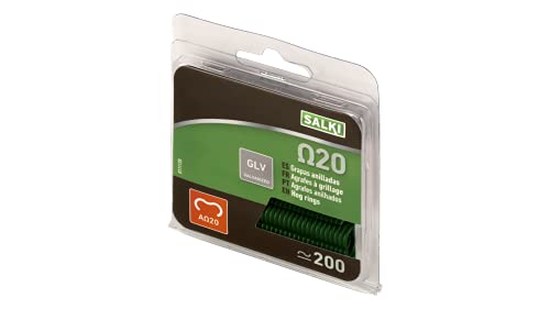 SALKI Grapas para Cercas Ω20 - Blíster de 200 Grapas Anilladas Verdes Omega-20, Diámetro de 2mm