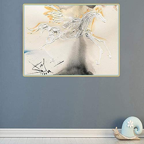 Salvador Dali Posters E Impresiones Pinturas Famosas 《Pegasus》 ImpresióN De Arte En Lienzo Caballo con Alas PóSter Cuadros De Animales Abstractas Decoracion 60x80cm Sin Marco