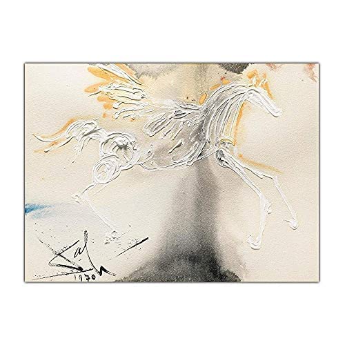 Salvador Dali Posters E Impresiones Pinturas Famosas 《Pegasus》 ImpresióN De Arte En Lienzo Caballo con Alas PóSter Cuadros De Animales Abstractas Decoracion 60x80cm Sin Marco