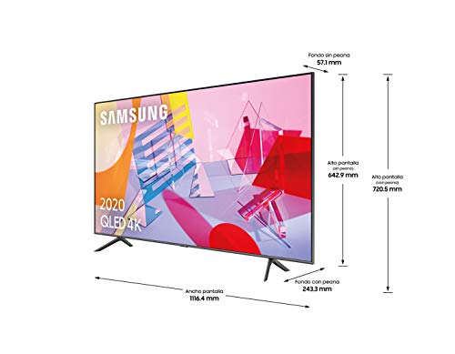 Samsung QLED 4K 2020 50Q60T - Smart TV de 50" con Resolución 4K UHD, con Alexa integrada, Inteligencia Artificial 4K Wide Viewing Angle, Sonido Inteligente, One Remote Control
