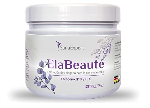 SanaExpert ElaBeauté | COLÁGENO PARA LA PIEL | con Q10, OPC, biotina, zinc y vitaminas (150 gramos). Ingredientes 100% naturales. Fabricado en Alemania.