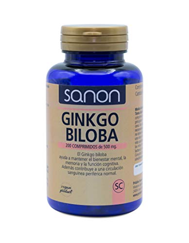 SANON Ginkgo Biloba, Complejo Vitaminico Antioxidante que Ayuda a la Memoria, Circulación Sanguínea (Varices y Hemorroides), Concentración y Cansancio Mental, Protector Capilar