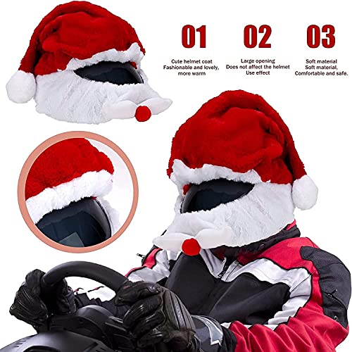 Santa - Funda de casco de Navidad, para casco de motocicleta, diseño de Papá Noel, para exteriores, personalizable, para casco completo (2 unidades)