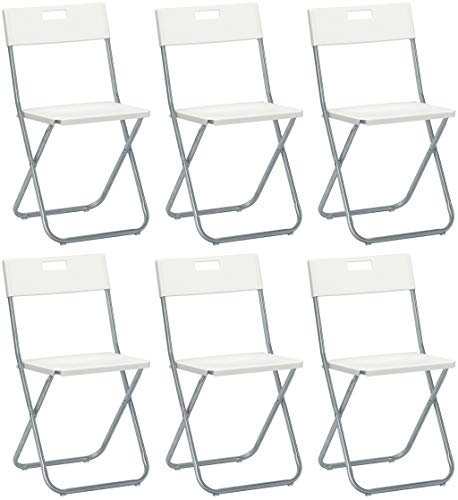 savino Felipe SRL 6 sillas silla Plegable blanca IKEA gunde de acero hierro y Metal para Sala de espera casa Invitados cocina Salón Camping Bar restaurante catering vaquero Plegable