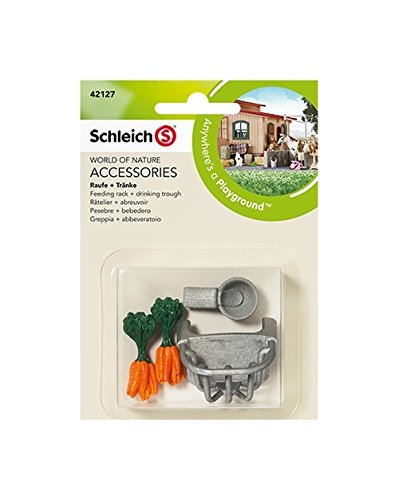 Schleich - Rastrillo de forraje y abrevadero, Set de Accesorios (42127)