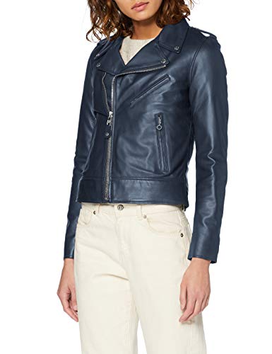 Schott NYC Lcw1601d Chaqueta de Cuero, Marina, X-Small para Mujer