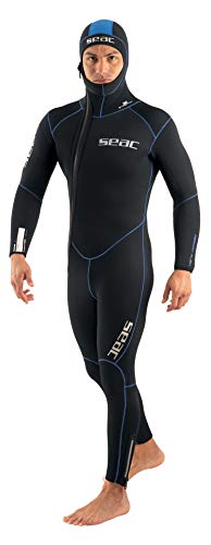 Seac Resort Man 7.0 - Traje de neopreno de 7 mm, con cremallera frontal y capucha para hombre, color negro, talla 3XL