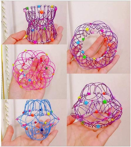 seeyoung Magic Mandala Flower Basket Toy, Flow Ring Spinner Ring Arm Toy, Interesante Juguete de Alambre Hecho a Mano, Adorno de Anillo mágico de Acero Suave, Transformando más de 35 Formas (Azul)