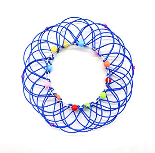 seeyoung Magic Mandala Flower Basket Toy, Flow Ring Spinner Ring Arm Toy, Interesante Juguete de Alambre Hecho a Mano, Adorno de Anillo mágico de Acero Suave, Transformando más de 35 Formas (Azul)