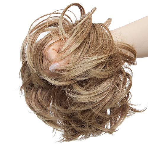 SEGO Moño Postizo GRUESO Coleta Postiza [Castaño Claro a Rubio Ceniza] Coletero Pelo Mujer Extensiones de Pelo Sintético Se Ve Natural (80g)