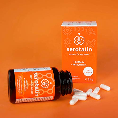 Serotalin® ORIGINAL - Comprimidos de serotonina y dopamina para mejorar el estado de ánimo, alta dosis I 60 cápsulas veganas con 5HTP de semillas de Griffonia, L-tirosina y L-fenilalanina