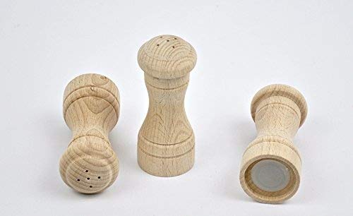 Set de 2 especieros de madera, salero y pimentero, para agitar, de 10 cm
