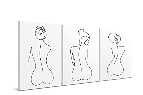 Set de 3 Cuadros de 30 x 40 cm, Arte Abstracto, Decoración Moderna para Salón y Dormitorio, Lienzo de Poliéster y Bastidor de Madera - 3 Piezas, LEN-043