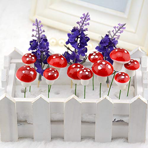 Setas de Jardín, 20 Unidades (10x 2,5cm, 10x 1,7 cm), mini Setas de para Decoración de Jardín, Macetas, estatua de maceteros, Decoración de jardín, de mesa.
