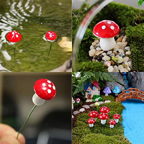 Setas de Jardín, 20 Unidades (10x 2,5cm, 10x 1,7 cm), mini Setas de para Decoración de Jardín, Macetas, estatua de maceteros, Decoración de jardín, de mesa.