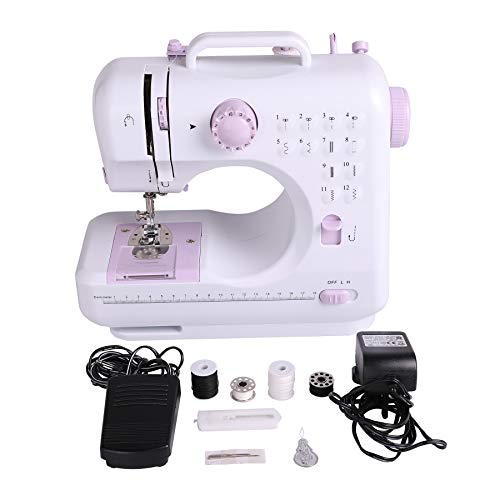 Sfeomi Maquina de Coser Electrica 12 Puntadas Mini Maquina de Coser Portatil con Luz de LED Sewing Machine para Ropa, Fundas de Almohadas, Sábanas