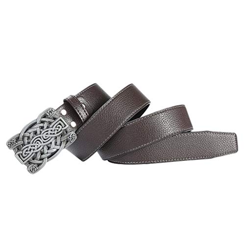Sharplace Cinturón de Cuero PU Hebilla con Patrón de Celta Vintage para Hombres - café, talla única