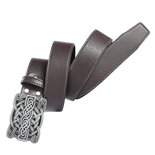 Sharplace Cinturón de Cuero PU Hebilla con Patrón de Celta Vintage para Hombres - café, talla única