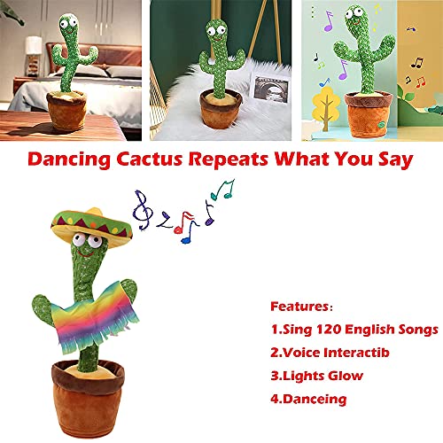 ShengOu Cactus Que Baila,Cactus Bailarin,Cactus Interactivo,Cactus Plush Toy,Juguete de Cactus Bailarin,Juguete de Peluche de Cactus,Cactus Bailando (Sombrero Amarillo)