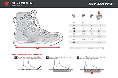 SHIMA SX-2 EVO Botas Moto Hombre - Zapatillas Moto de Cuero, Transpirables, Reforzados con Soporte el Tobillo, Suela Antideslizante, Almohadilla el Engranaje (Gris, 46)