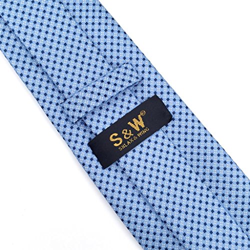 shlax&wing S&W Herren Krawatte Gemelos y Tie Einstecktücher Azul Puntos Dünne 6cm