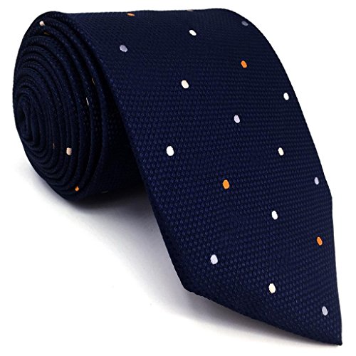 shlax&wing S&W Herren Ties Krawatte Navy Puntos Extra Lang 160cm