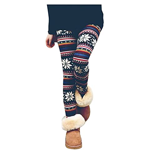 SHOBDW Leggings Mujer Navidad Forro Polar Polainas Cintura Alta Suave Elástico Invierno cálido Pantalones de Control de Barriga Leggins Deportivos Interior Mujer Liquidación Venta(Negro,XL)