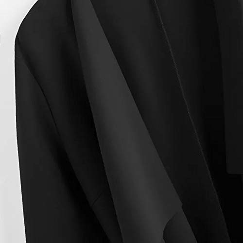 SHOBDW Liquidación Venta Mujer Cascada Sólida Cuello Vendaje de Bolsillo Abrigo Chaqueta Otoño Invierno Tops de Manga Larga Suelta Largo Outwear (Negro,M)