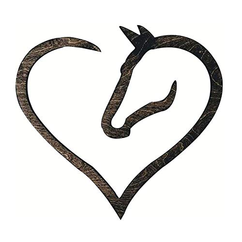Signo de corazón de Caballo de Madera - Signo de corazón de Caballo para Arte de Pared, Caballos Dejan Huellas en su corazón, Regalo para Amantes de los Caballos