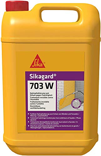 Sikagard 703W, Impregnación repelente al agua transparente, lista para su uso, para proteger las fachadas frente a la penetración del agua, 5L