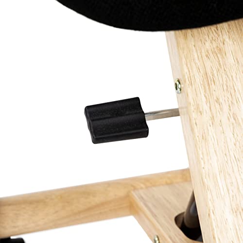 Silla de Oficina Ergonomica, silla de Escritorio, Acabado en Color Negro y Madera de haya, Medidas: 46 cm (Ancho) x 68 cm (Fondo) x 52-62 cm (Alto)