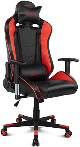 Silla Gaming Profesional, Polipiel, reposabrazos 2D, Piston Clase 4, Asiento basculable, Altura Regulable, Respaldo reclinable, Cojines Lumbar y Cervical, Color Negro/Rojo