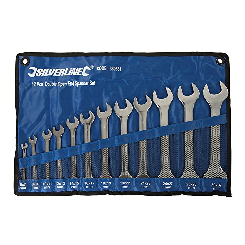 Silverline Tools 380681 - Juego de llaves planas fijas, 12 pzas (6-32 mm)
