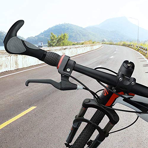 Simpeak Puños Bicicleta Puños Scooter Montaña Bici MTB Mangos de Goma Antideslizantes con Mango Corto Bicicleta de Piezas de Bicicleta de Scooter montaña (Negro 1 Pare)