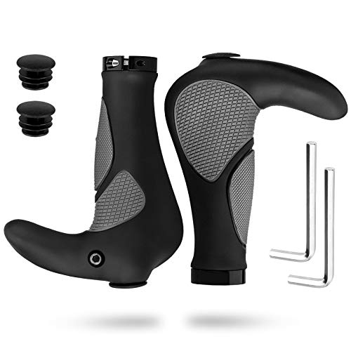 Simpeak Puños Bicicleta Puños Scooter Montaña Bici MTB Mangos de Goma Antideslizantes con Mango Corto Bicicleta de Piezas de Bicicleta de Scooter montaña (Negro 1 Pare)