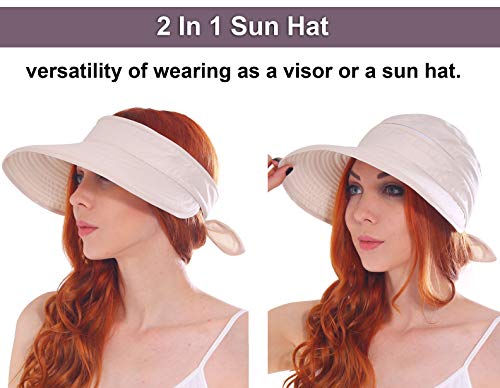 Simplicity Sombreros para mujer UPF 50+ UV Sun Protective Convertible Beach Visor Hat - amarillo - Talla única