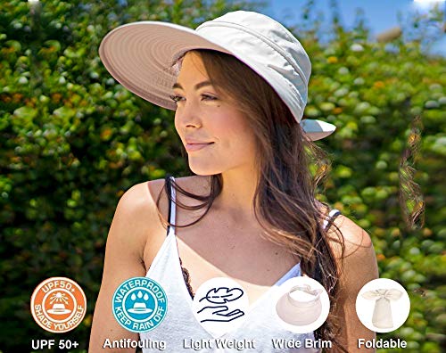 Simplicity Sombreros para mujer UPF 50+ UV Sun Protective Convertible Beach Visor Hat - amarillo - Talla única