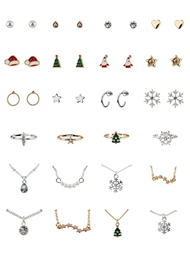 SIX Calendario de Adviento de joyas: 24 sorpresas en forma de bonitas joyas como colgantes, pendientes, cadenas y pulseras, para colgar o colocar (388-319).