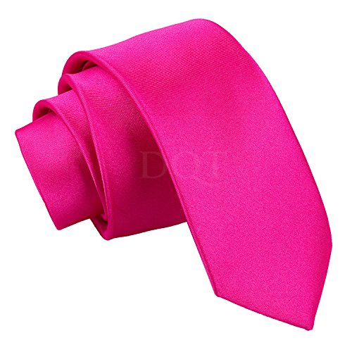 Skinny Tie Corbata fina rosa fuerte, 142 cm de largo